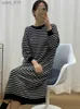 فساتين أساسية غير رسمية Shengpaiae 2023 الخريف الجديد حجمًا كبيرًا فستان طويل السترة نساء رداء فضفاض مخطط متماسكة 5w910 YQ231025