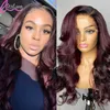 Body Wave HD przednia peruka Ombre Brazilian 13x4 Przezroczyste koronkowe frontalne peruki ludzkie włosy 1b Bury Wig180% 231024