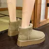 Boots 2023 New Women's Winter Warm Snow Boots Waterproof Real Natural Wool Sheepskin Suede Short Plush Ladies Bare Boots Botas Mujer T231025