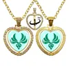 Collane con ciondolo Personalizzate Anime Genshin Impact Cabochon in vetro Collana a doppia faccia a forma di cuore fatta a mano per gioielli regalo per gli amici