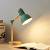Lampes de table Lampe nordique créative Art en bois LED Tourner la tête Simple Lampe de bureau de chevet/Protection des yeux ReadingBedroom Study
