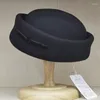 Bérets laine Fedora chapeau pour femmes pilulier chapeaux Style français béret mariage fascinateur noir feutre melon Cocktail