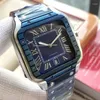 Wristwatches Ly Top Quality Original Brand Mens Watches Luxury Square Automatic Mechanical Business Blue Gold Bezel Clock Drop