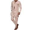 Men's Tracksuits Men Dashiki Long Clothes Shirt White Trouser Set Mens 2 Pieces Outfit Suit Traditional Male T-shirt Pant Suits For