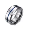 Anneaux de bande Mode 8mm Hommes Anneaux en acier inoxydable Colorf Groove Bord biseauté Bague de fiançailles de mariage Anniversaire Bijoux Drop Del Dhga Otl3A