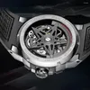 腕時計の高級メンズスポーツウォッチオートスケルトン42mm uyicooメカニカルトップブランド50m防水光時計