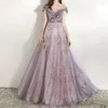 Festklänningar utsökta pärlkväll för kvinnor V-ringning lyxig bröllop gästklänning franska elegant prom klänning vestidos mantel