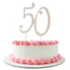 Праздничные принадлежности номер 50, топпер для торта на 50-летие, украшение блестящими стразами, блестящий хрустальный дизайн Happy