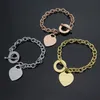 Marque de mode Pulseira en acier inoxydable amour T Bracelet bracelet plaqué or rose coeur pour toujours étiquette d'amour bracelet bijoux pour femmes2436