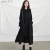 Robes de grande taille décontractées de base 6XL 150 KG robe d'automne couleur noire femmes Harajuku dames en mousseline de soie Vintage Maxi YQ231025