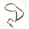 Wooden Beaded Cross Pendant Charm Necklace Christian Jewelry Religious Jesus Rosary Wood Beads Jewelry299H