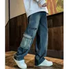 Mens Jeans Streetwear Patchwork Cargo Pants Loose Plus Size Wide Leg Harajuku Casual Denim Men Clothing Y2K 231025