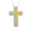 Hip Hop Vintage Fashion Jewelry 925 Sterling Silver Cz Diamond Yellow Crystal Gemstones Party Women Wedding Cross Pendant clavicle223n