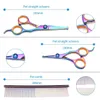 Hair Salon 6 PCS professional safety round head dog hair scissors set curved cutting pet scissors suit pet grooming scissors bag 231025