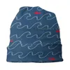 Berretti Onde tempestose Cappello a secchiello Cappello da sole Mare Oceano Blu navy Rosso Modello Ornamento Trama Linea Marina Subacquea Natura profonda Selvaggio