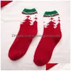 Décorations de Noël Chaussettes Serviette épaissie Automne et hiver Chaud Corail Veet Polyvalent Demi-bord Drop Livraison Maison Jardin Festif DH64A