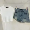 Mode-luxe Designer damesjeansshorts Hoogwaardige, op maat gemaakte geborduurde LOGO losse comfortabele gescheurde denimshorts