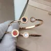 Charm Women Jewelry Gold Bangle Simple Double Flipped Beimu Agate Opening Design Fashion