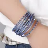 Charm Bracelets ALLYES Fashion Multilayer Leather Bracelet For Women Bohemian Inlaid Rhinestone Beads Wrap Wide Jewelry