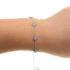 100% 925 sterling silver turkish evil eye 5 pcs tiny cute evil eye disco charm women Girl silver delicate link chain bracelet227l