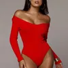 Combinaisons pour femmes barboteuses 2021 sexy coupe basse mince tricoté body mince vêtements d'automne noir blanc rouge col en V femme longue sl309m