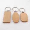 Keychains 15PCS/Lot Wooden Blank Round Rectangle Key Chain DIY Promotion Pendant Wood Keychain Tags Promotional Keyring Party Gift Jewelry