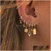 Stud vintage Gold Ball Cross Heart Geometric Earring Set for Women Gift Punk Fashion Crystal Pearl Stud örhängen smycken 2021 DRO DHG OTUFC