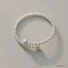 Chain Open Charm Pearl Elastics Armband Imitation Pearl Style Bangle Justerbar Handkedjekattarmband Party R231025