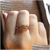 Band Rings Wave Shape Cubic Zirconia Finger Wedding Rings For Women Rose Gold Color Fashion Brand Christmas Day Gift Jewelry R334 R226 Otfj8