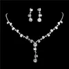 New Hot Crystal Rhinestones silver plated necklace Sparkly earrings Wedding jewelry sets for bride Bridesmaids Women Bridal Accessories