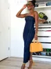 Casual Dresses 2023 Women Tube Top Elastic Tight Dress Summer Backless Sexy Evening Denim Midi Party