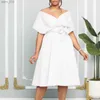 Basic Casual Dresses Plus Size Evening Women Dress Off Shoulder V Neck Elegant Club Outfit Luxury Wedding Gown 2023 Summer Party New In YQ231025