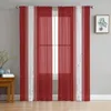 Curtain Christmas Valentine Red Stripes Farm Voile Sheer Curtains Living Room Window Tulle Curtain Kitchen Bedroom Drapes Home Decor 231024