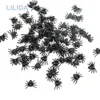 ديكورات عيد الميلاد 3050100pcs الرعب Mini Spider Haunted House Spider Web Decoration Supplies Simulation Tricky Toy Kids Home Homeeen تزيين 231025