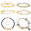 Charme pulseiras naturais citrinos pedra corrente pulseira amarelo cristal grânulo chip cascalho ajustável jóias presente para mulheres