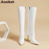 Womens Fashion Sexy Pointed Thin Heel Knee High Long Boots Spring Autumn Panel Side Zipper Designer 230922