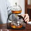 Teaware Sets Semi-automatic Glass Tea Set Transparent Heat-resistant Teapot 3 Styles Available Kunkgfu Teacup