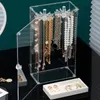 Smyckespåsar rensar akryl hängande armband halsband roterande hållare stor kapacitetslåda dammtät display stativ