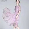 Basic Casual Dresses ZUOMAN Loose 4XL Plus Size Mulberry Silk Dress Spring Summer Vintage Pink Floral Elegant Women Bodycon Vestidos YQ231025