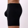 Cuecas alongar boxers homens roupa interior sem costura gelo seda mens u convexo bolsa boxer shorts masculino meados de cintura calcinha longa perna