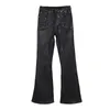 Jeans da uomo Uomo Cera Denim Cotone Abbigliamento casual Rivestito Autunno Dritto Solido High Street Pantaloni lunghi neri