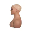 USA Entrepôt Livraison gratuite 2 PCS / LOT Support de perruque Tête de mannequin femme réaliste avec épaule Tête de mannequin Buste Tête de perruque pour affichage perruques Collier Boucles d'oreilles Chapeau
