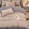 Thicken Coral Khaki Fleece Bedding Four-Piece Bed Set Besigner Bedding Sets Luxurious Shaker Flannel Bed Sheets Contact Us For More Pictures s