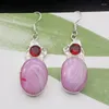 Dangle Earrings Hermosa Arrival BotswanaAgate Red Garnet For Women 2 1/4 Inch A834