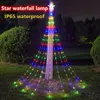 Décoration de fête Décorations de Noël 1PC 198 LED Star Waterfall Light avec 8 lumières de camping alimentées par USB et télécommandées intérieures et extérieures 231025