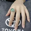 Cluster Ringen Echte 10 14mm Moissanite Trouwring Voor Vrouwen Solid 925 Zilveren Band D Groen VVS Diamond Engagement fijne Sieraden Met Gra