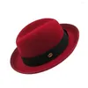 Berets Pork Pie Hat Brim Men kobiety Fedora Classic Gentleman Bowler Cosplay English Panama Jazz Hurt