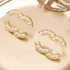 20 Style 18K Altın Kaplama Lüks Tasarımcı Çift Mektuplu Çabuk Küpe Kancası Geometrik Ünlü Kadınlar İnci Basit Takı Küpe Düğün Partisi Hediye Takı