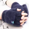 Gants de cyclisme en velours de vison, mitaines sans doigts, épais et chauds, pour écran tactile, peluche mignonne pour étudiant, hiver