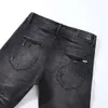 con designer amiiris jeans maschile alla moda alla moda marca lacrima cerotto in pelle viola collare blu elastico slim fit slipties jeans nsmt